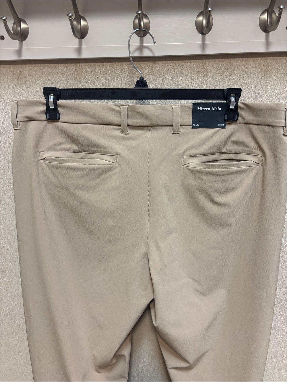 NWT Mizzen+Main 38-34 Slim Fit Helmsman Chino Pant in Khaki Solid - Picture 11 of 12